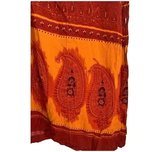 ❄️3/$15❄️ R&K Maxi Dress Sz 18W Red Boho Sleeveless Bamboo Buttons Smocked - Picture 6 of 7